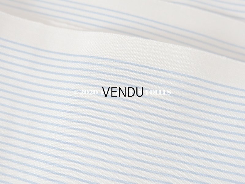 画像3: 未使用 1920年代 アンティーク  シルク製 ファブリック ピンストライプ　 ブルー＆オフホワイト