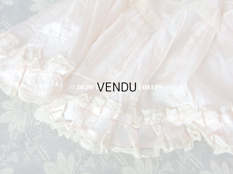 画像7: 1900年代 アンティーク  ドレスの裾 パウダーピンクのシルクサテン＆レース  1.3m 