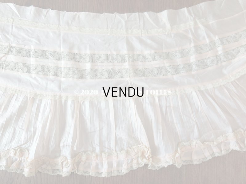 画像13: 1900年代 アンティーク  ドレスの裾 パウダーピンクのシルクサテン＆レース  1.3m 