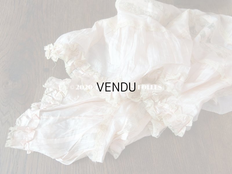 画像6: 1900年代 アンティーク  ドレスの裾 パウダーピンクのシルクサテン＆レース  1.3m 