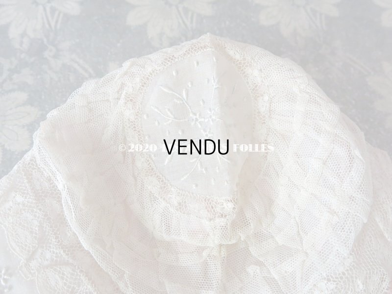 画像8: アンティーク レースのボネ ピンクのロココトリム & ホワイトワーク