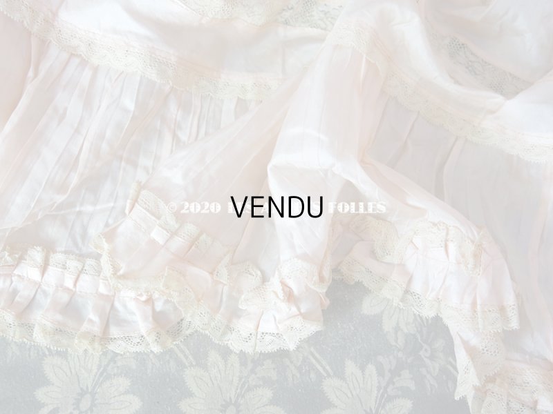 画像3: 1900年代 アンティーク  ドレスの裾 パウダーピンクのシルクサテン＆レース  1.3m 