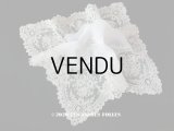 19世紀 アンティーク ポワンドガーズのレース  結婚式のハンカチ 王冠 & モノグラムの刺繍 【 ポワン・ド・ガーズ 】