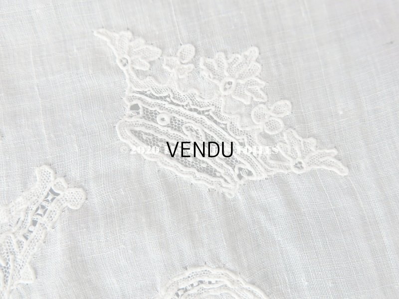 画像14: 19世紀 アンティーク ポワンドガーズのレース  結婚式のハンカチ 王冠 & モノグラムの刺繍 【 ポワン・ド・ガーズ 】