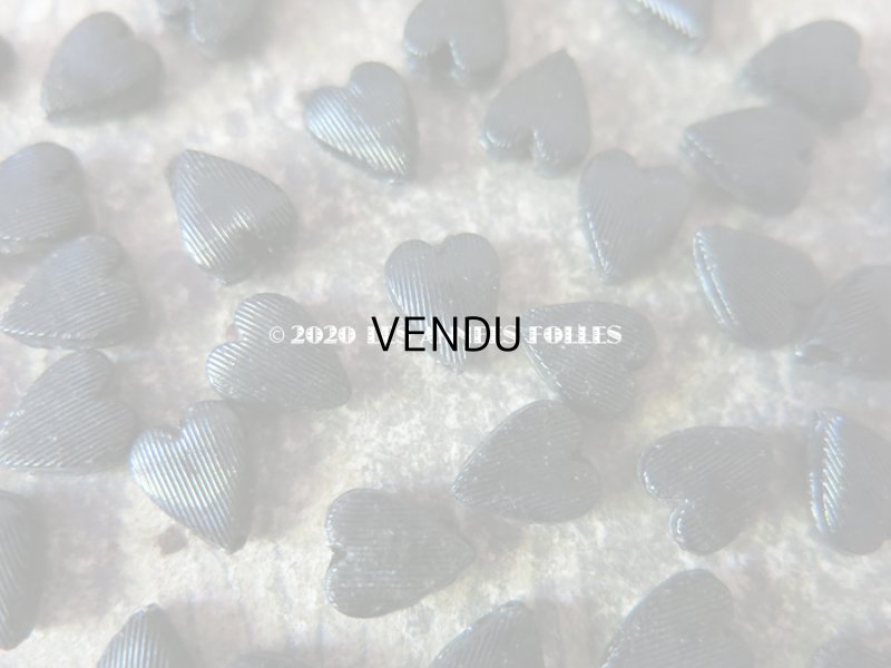 画像4: 1920年代 アンティーク フレンチジェット ハート型 ライン入り 80ピース 9×8mm