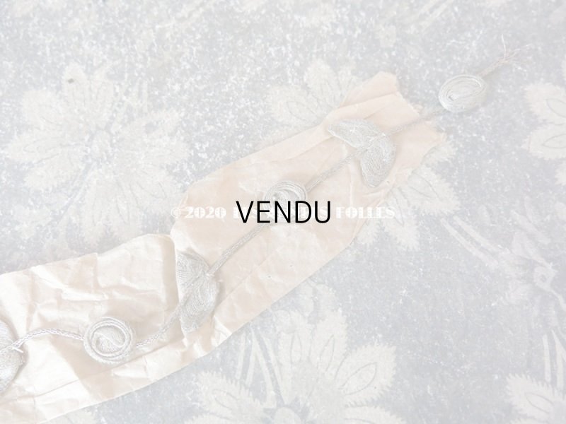 画像6: 未使用 1920年代 アンティーク メタル製 大きな薔薇のロココトリム ロココリボン シルバー