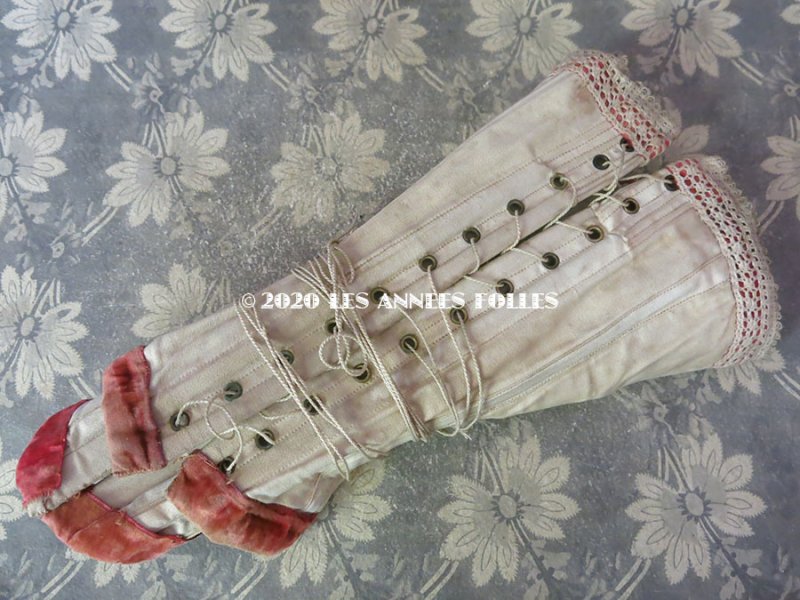 画像6: 1860年代 アンティーク コルセット シルクベルベットのリボン付き