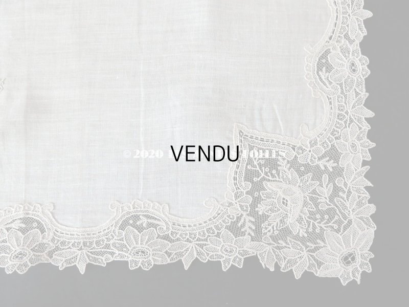 画像7: アンティーク ポワンドローズ  結婚式のハンカチ モノグラム刺繍入り 【ポワン・ド・ローズ】　【ポワン・ド・ガーズ】 