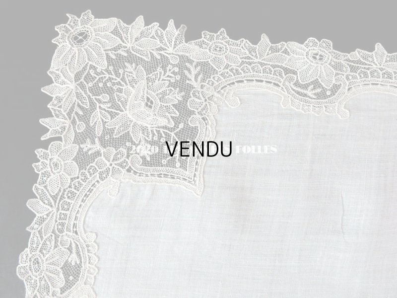 画像4: アンティーク ポワンドローズ  結婚式のハンカチ モノグラム刺繍入り 【ポワン・ド・ローズ】　【ポワン・ド・ガーズ】 