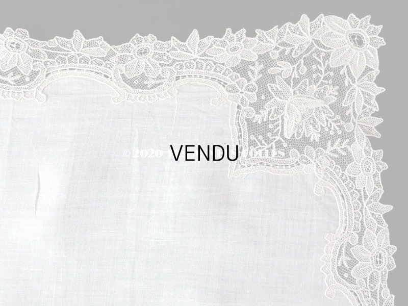 画像6: アンティーク ポワンドローズ  結婚式のハンカチ モノグラム刺繍入り 【ポワン・ド・ローズ】　【ポワン・ド・ガーズ】 