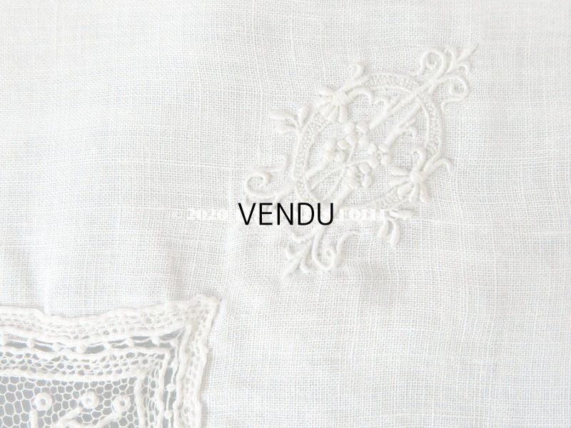 画像3: アンティーク ポワンドローズ  結婚式のハンカチ モノグラム刺繍入り 【ポワン・ド・ローズ】　【ポワン・ド・ガーズ】 