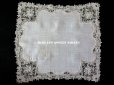画像2: アンティーク ポワンドローズ  結婚式のハンカチ モノグラム刺繍入り 【ポワン・ド・ローズ】　【ポワン・ド・ガーズ】  (2)
