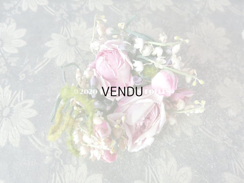 画像3: アンティーク  薔薇&鈴蘭&菫&勿忘草の布花 コサージュ
