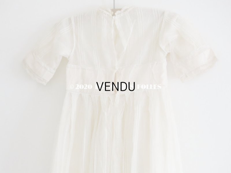 画像9: 1900年代 アンティーク ベビードレス 淡いピンクのリボン＆シルクの裏地付き 洗礼式のドレス