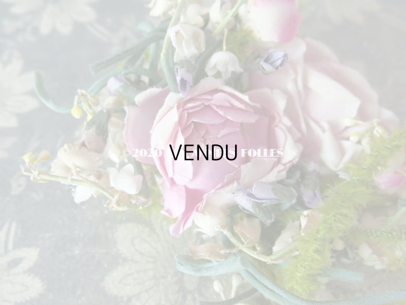 画像4: アンティーク  薔薇&鈴蘭&菫&勿忘草の布花 コサージュ