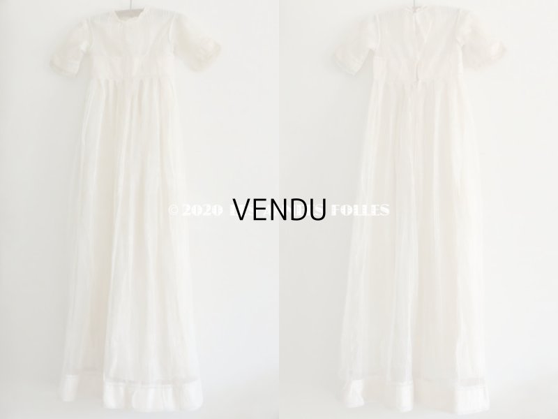 画像3: 1900年代 アンティーク ベビードレス 淡いピンクのリボン＆シルクの裏地付き 洗礼式のドレス