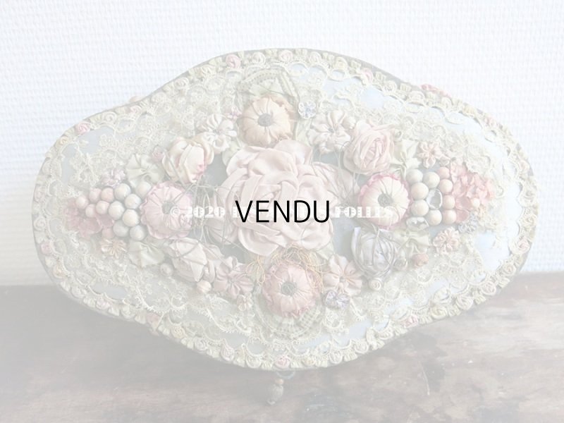 画像3: 1900年代 アンティーク 大きなカルトナージュボックス ロココトリム&レースの装飾