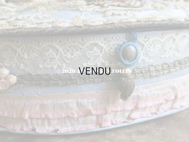 画像15: 1900年代 アンティーク 大きなカルトナージュボックス ロココトリム&レースの装飾