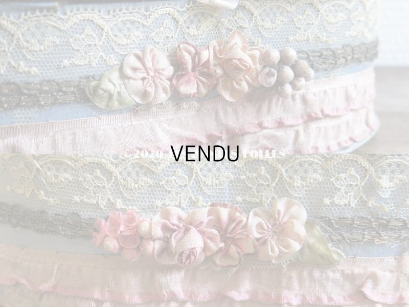 画像14: 1900年代 アンティーク 大きなカルトナージュボックス ロココトリム&レースの装飾