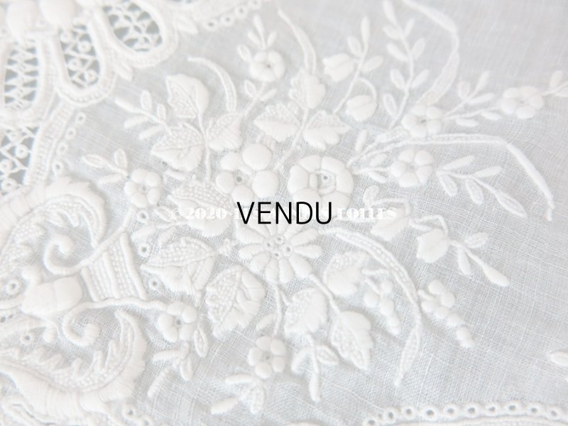 画像8: 19世紀 アンティーク  結婚式のハンカチ 【JC】 ホワイトワーク & 手編みのヴァランシエンヌレース 