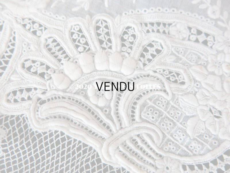 画像9: 19世紀 アンティーク  結婚式のハンカチ 【JC】 ホワイトワーク & 手編みのヴァランシエンヌレース 