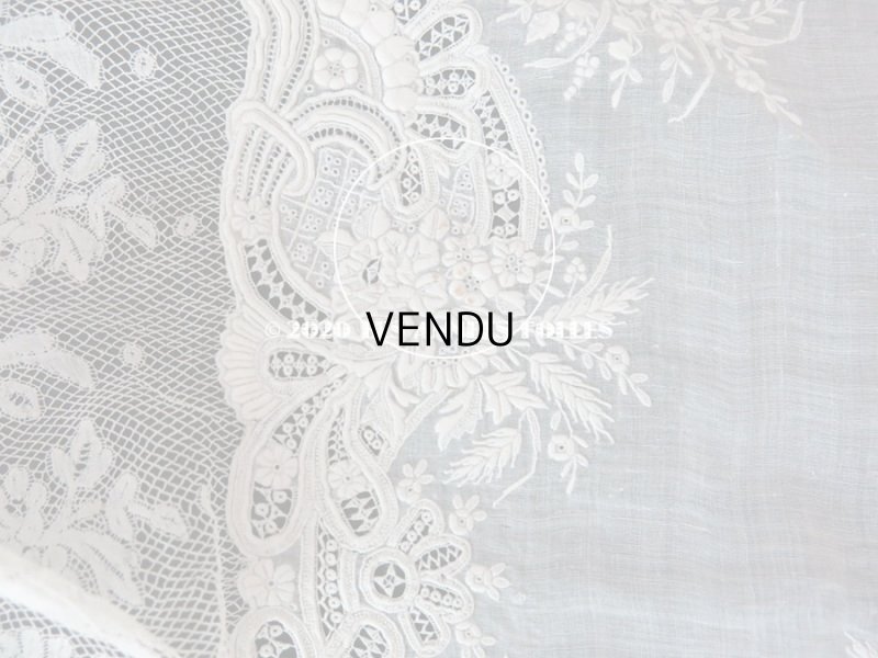 画像19: 19世紀 アンティーク  結婚式のハンカチ 【JC】 ホワイトワーク & 手編みのヴァランシエンヌレース 