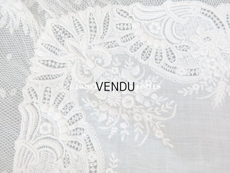 画像13: 19世紀 アンティーク  結婚式のハンカチ 【JC】 ホワイトワーク & 手編みのヴァランシエンヌレース 