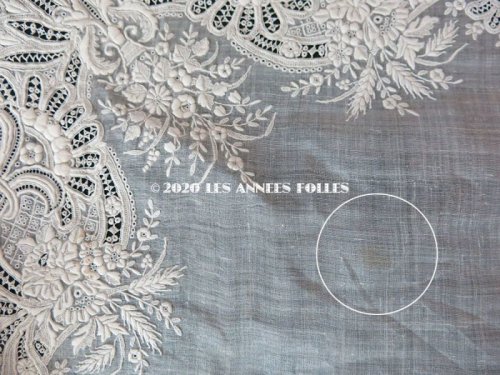PHOTOS SUPPLEMENTAIRES-他の写真-3: 19世紀 アンティーク  結婚式のハンカチ 【JC】 ホワイトワーク & 手編みのヴァランシエンヌレース 