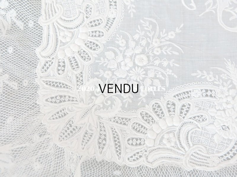 画像16: 19世紀 アンティーク  結婚式のハンカチ 【JC】 ホワイトワーク & 手編みのヴァランシエンヌレース 