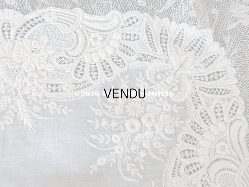 画像15: 19世紀 アンティーク  結婚式のハンカチ 【JC】 ホワイトワーク & 手編みのヴァランシエンヌレース 