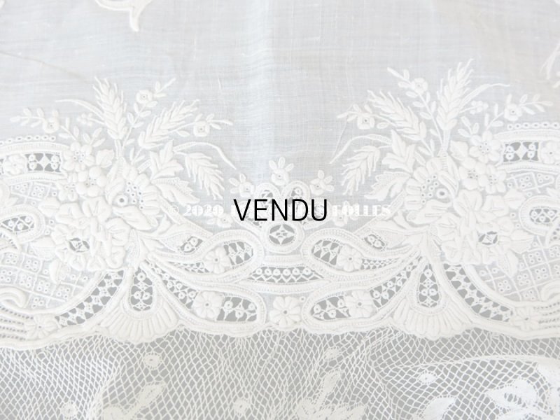 画像17: 19世紀 アンティーク  結婚式のハンカチ 【JC】 ホワイトワーク & 手編みのヴァランシエンヌレース 