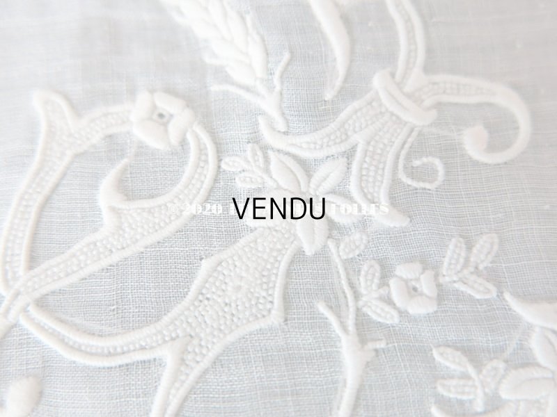 画像4: 19世紀 アンティーク  結婚式のハンカチ 【JC】 ホワイトワーク & 手編みのヴァランシエンヌレース 