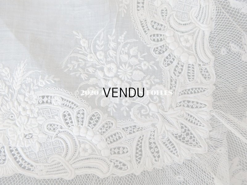 画像18: 19世紀 アンティーク  結婚式のハンカチ 【JC】 ホワイトワーク & 手編みのヴァランシエンヌレース 
