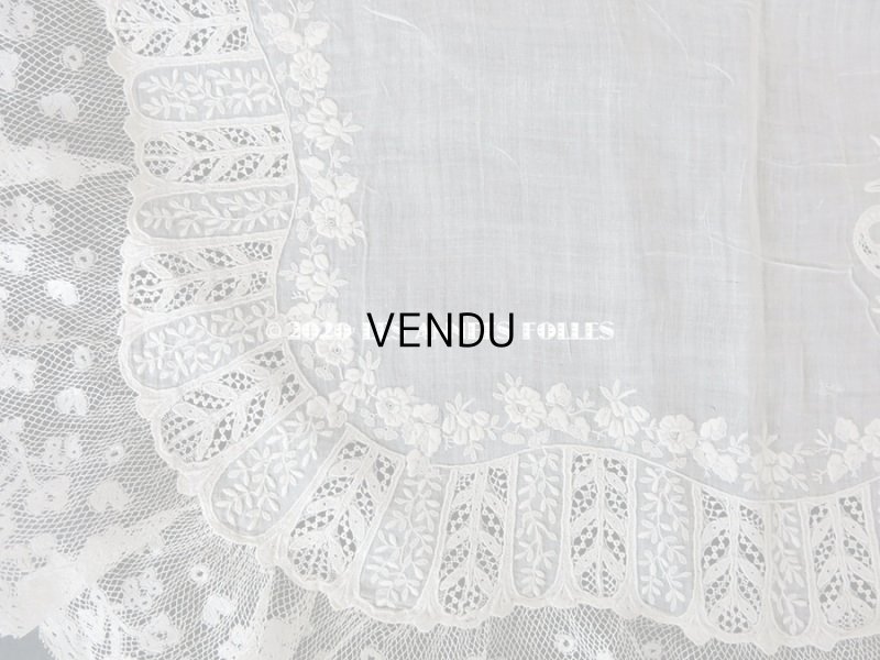 画像12: 19世紀 アンティーク  結婚式のハンカチ 【MP】 ホワイトワーク & 手編みのヴァランシエンヌレース 