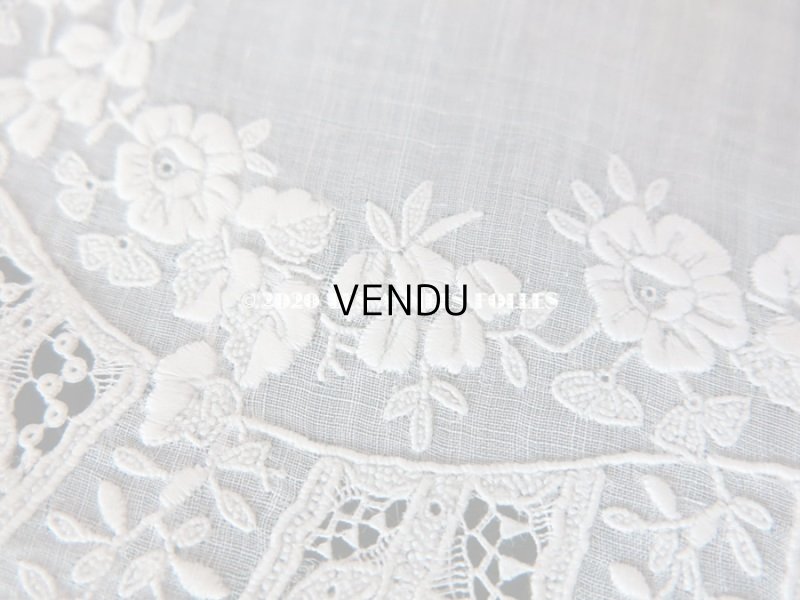 画像7: 19世紀 アンティーク  結婚式のハンカチ 【MP】 ホワイトワーク & 手編みのヴァランシエンヌレース 