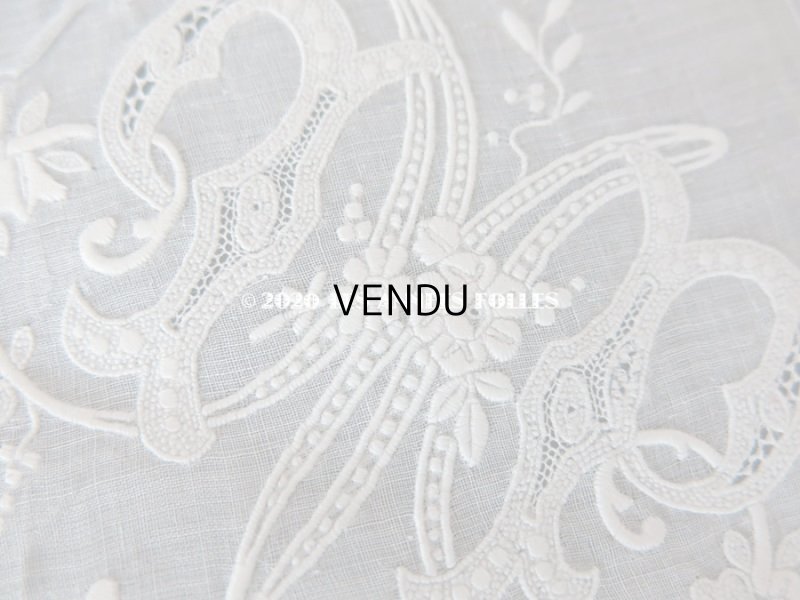 画像5: 19世紀 アンティーク  結婚式のハンカチ 【MP】 ホワイトワーク & 手編みのヴァランシエンヌレース 