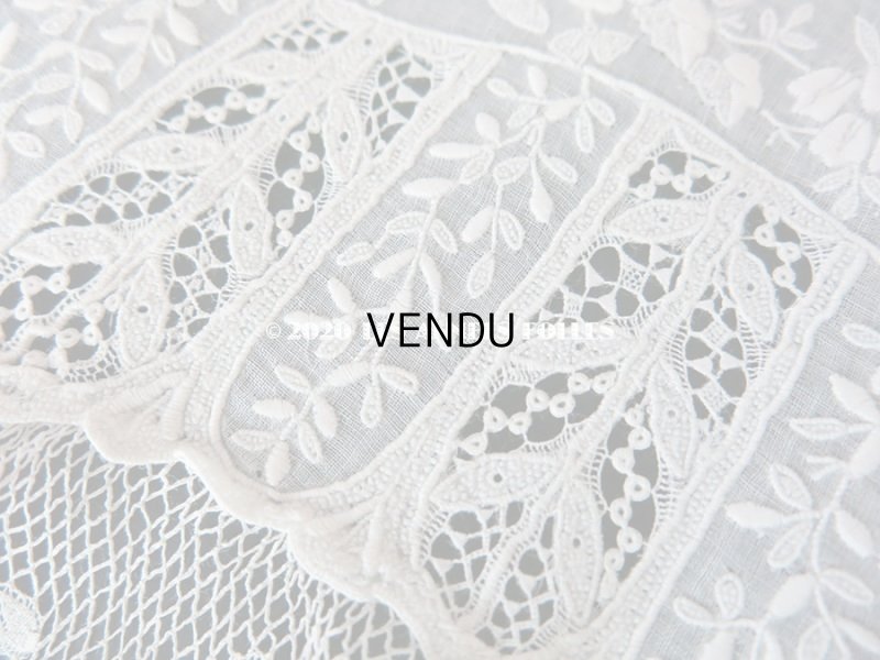 画像8: 19世紀 アンティーク  結婚式のハンカチ 【MP】 ホワイトワーク & 手編みのヴァランシエンヌレース 