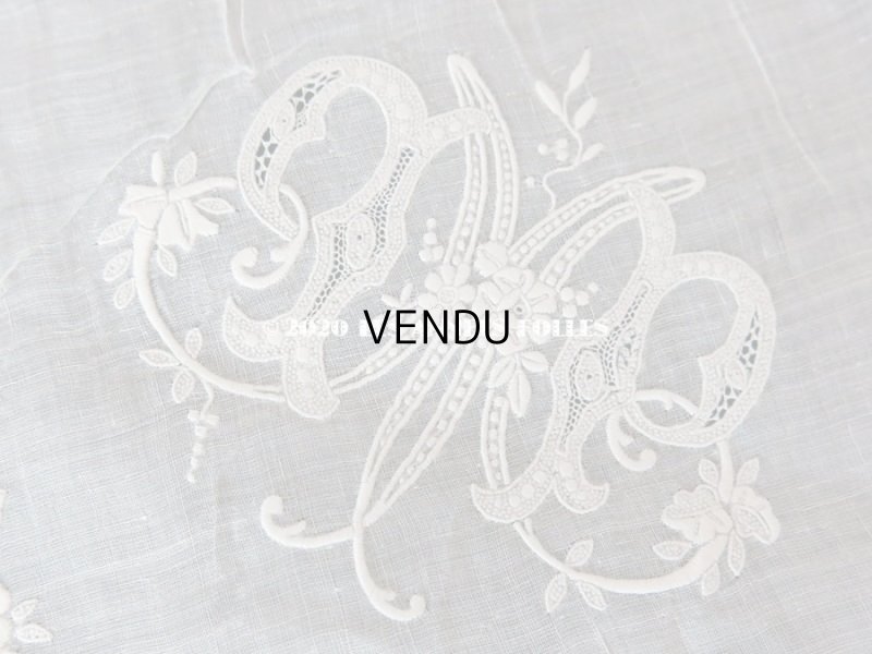 画像3: 19世紀 アンティーク  結婚式のハンカチ 【MP】 ホワイトワーク & 手編みのヴァランシエンヌレース 