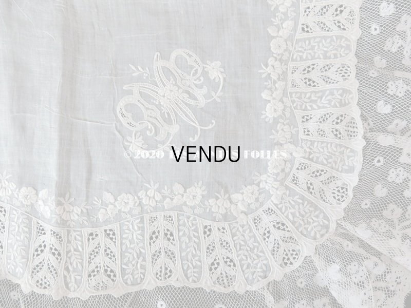 画像13: 19世紀 アンティーク  結婚式のハンカチ 【MP】 ホワイトワーク & 手編みのヴァランシエンヌレース 