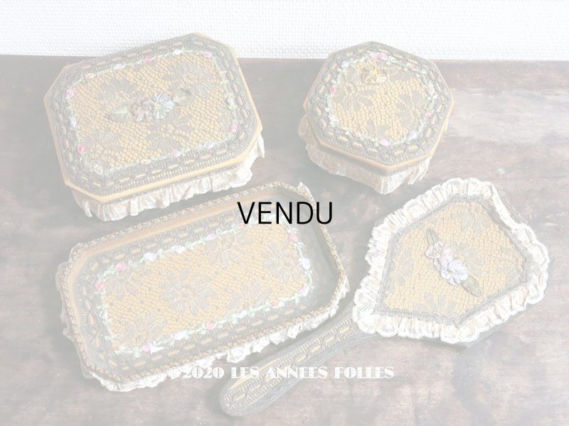 画像7: 未使用 1920年代 アンティーク ロココトリム&レース付き トレイ