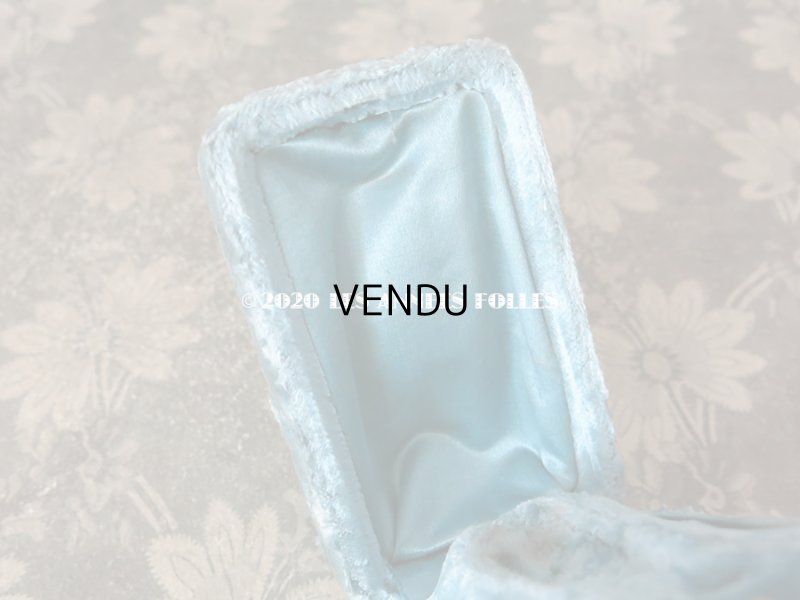 画像9: 19世紀末 アンティーク ジュエリーボックス ベルベット ＆ シルクサテン グレイッシュブルー シーリングスタンプ用