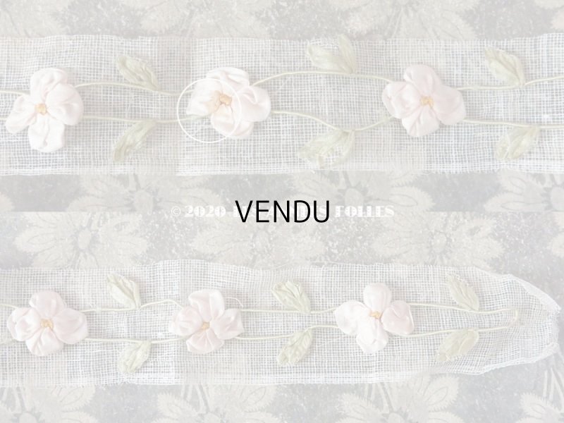 画像7: アンティーク ロココ調 シルク製 大きなモチーフ パウダーピンクの薔薇のガーランド 1.2m