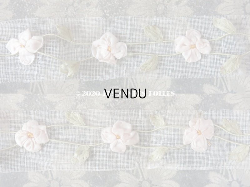 画像6: アンティーク ロココ調 シルク製 大きなモチーフ パウダーピンクの薔薇のガーランド 1.2m