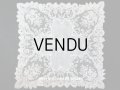 19世紀 アンティーク 大きなモノグラム刺繍入り 結婚式のハンカチ アプリカシオン・アングルテール (ボビンレース)　