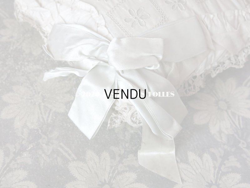 画像5: アンティーク ピンクッション パウダーブルーのシルクサテンリボン& カットワークレース