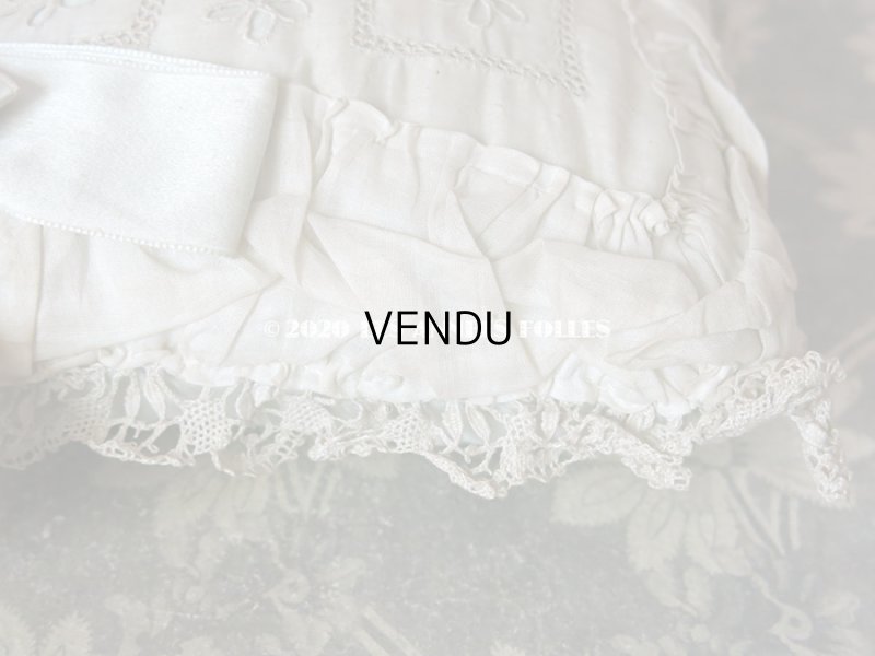 画像7: アンティーク ピンクッション パウダーブルーのシルクサテンリボン& カットワークレース