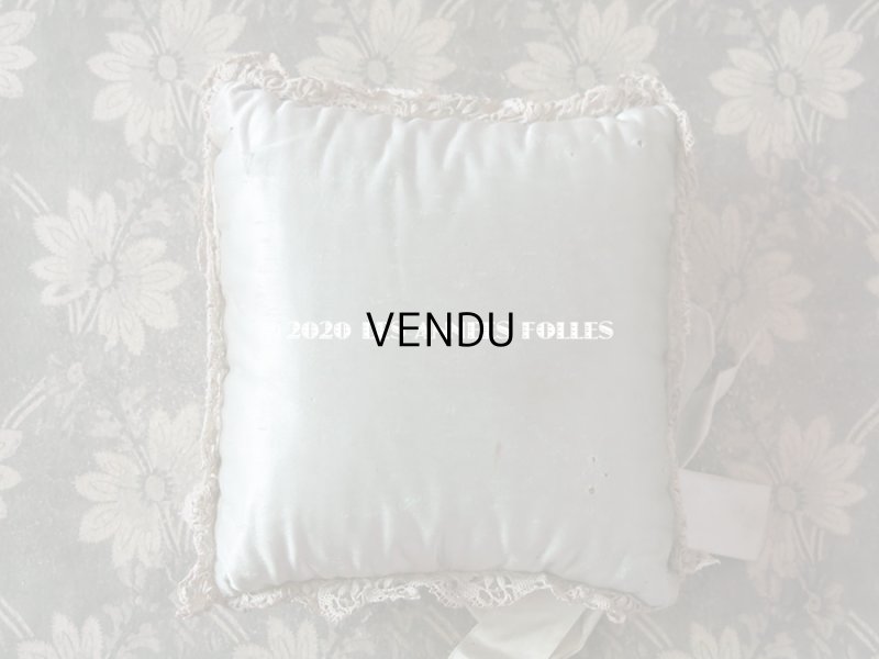 画像4: アンティーク ピンクッション パウダーブルーのシルクサテンリボン& カットワークレース