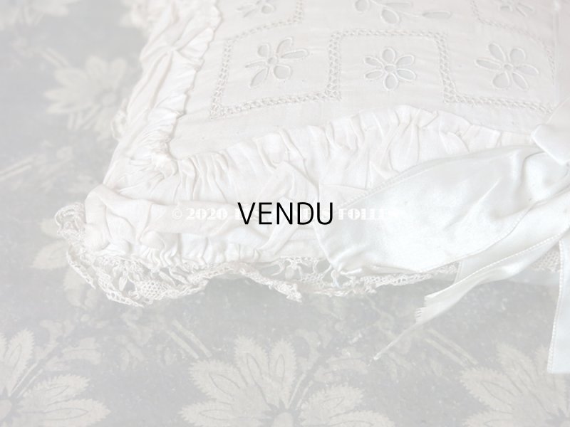 画像11: アンティーク ピンクッション パウダーブルーのシルクサテンリボン& カットワークレース