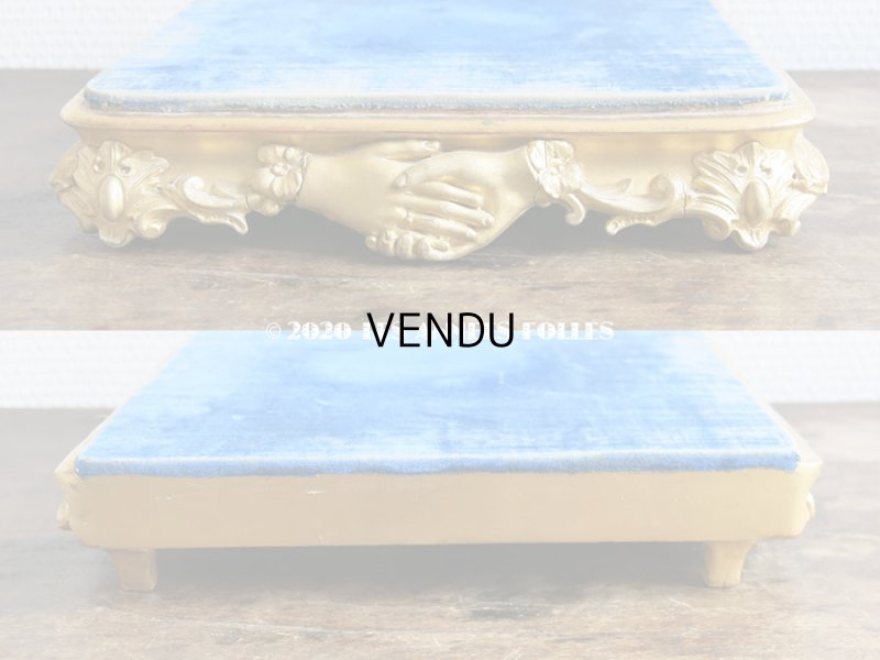 画像5: 19世紀末 アンティーク マリアージュ 大きな台座 ブルーのベルベット