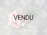 アンティーク ラベル付き ピンクの布花 ベルベット